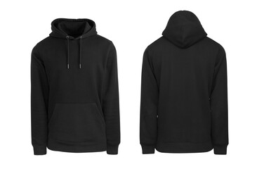 Canvas Print - Add your own design. Black Pullover Hoodie cutout and Isolated on a White Background for Easy Editing and Personalisation. Photographed on a Medium Sized Male Ghost Mannequin.