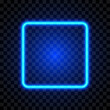 Neon blue square frame, isolated, vector illustration.