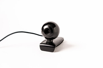 Stationary webcam on a white background