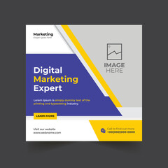 Wall Mural - Digital Business Marketing  Social Media Banner, Template for Digital Marketing. Square and Editable web Banner