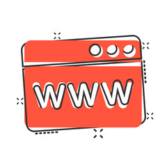 Wall Mural - website domain icon in comic style. com internet address cartoon vector illustration on white isolat