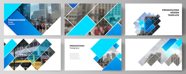 The minimalistic abstract vector illustration of the editable layout of the presentation slides design business templates. Abstract geometric pattern creative modern blue background with rectangles.