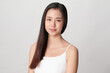 © kitthanes  - Beautiful young asian woman with clean fresh skin on white background, Face care, Facial treatment, Cosmetology, beauty and spa, Asian women portrait