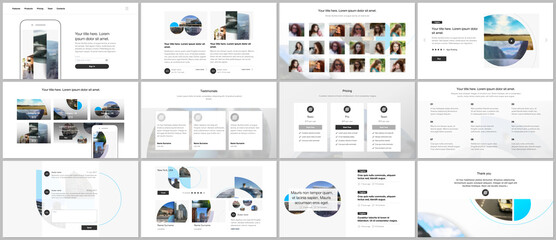 Presentation design vector templates, multipurpose template for presentation slide, flyer, brochure cover design with abstract circle banners. Social media web banner. Social network photo frame.