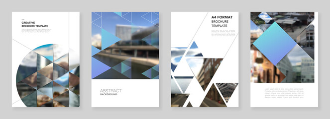 Wall Mural - a4 brochure layout of covers design template with triangles, triangular pattern for flyer leaflet, a