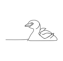 Wall Mural - Swimming duckling Continuous one line drawing