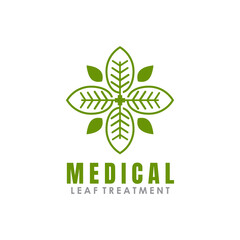 Poster - Cross green leaf medical logo icon design template