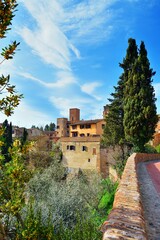 Wall Mural - Tuscan medieval village of Certaldo Alto in the province of Florence, Italy. The town is famous for being the birth and death place of the poet and writer Giovanni Boccaccio