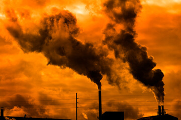 Pollution From Factory Smoke Smokestack Chimney Environment