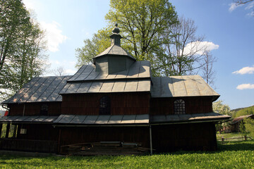 Wall Mural - Church of Saint Nicholas in Rabe village - wooden church in Bieszczady Mountains, Poland