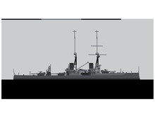 HMS BELLEROPHON 1909. Royal Navy Battleship. Vector Image For Illustrations And Infographics.