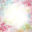 © Sveta Mikhalevich - Spring pink delicate background with blooming cherry, sakura. Watercolor drawing. Fragrance