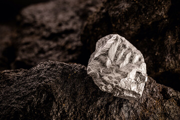 Sticker - rare stone in ore. Precious nugget, metal used in jewelry, rough stone concept