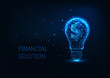 © Inna - Futuristic money making, investment concept with glowing low polygonal lightbulb and dollar sign