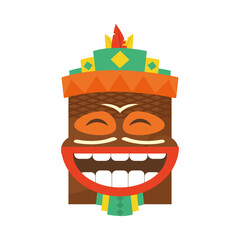 Poster - hawaiian tiki mask laughing, colorful design