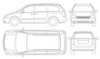 © Golden Sikorka - Minivan Car vector template on white background. Compact crossover, SUV, 5-door minivan car. Car line.