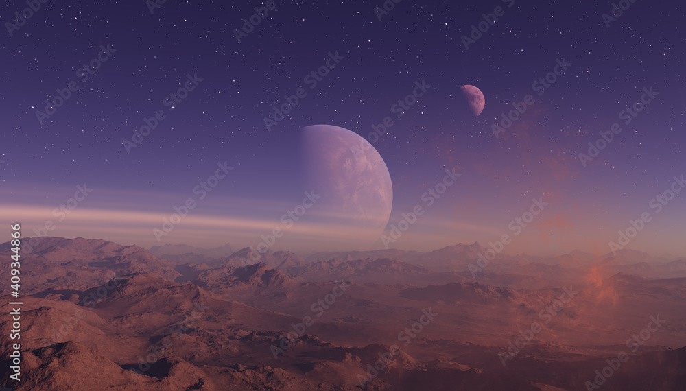 3d rendered Space Art: Alien Planet - A Fantasy Landscape with blue ...