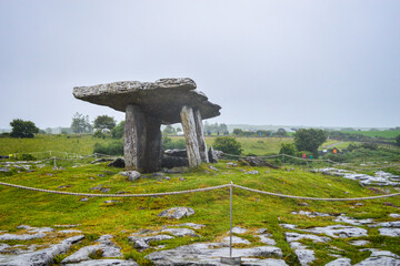 Poulnabrone dolmen, a neolithic portal tomb in the Burren, County Clare, Ireland.