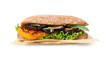 © New Africa - Delicious fresh eggplant sandwich isolated on white