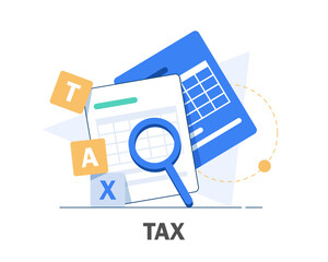 Wall Mural - Concept tax payment. Data analysis, paperwork,flat design icon vector illustration