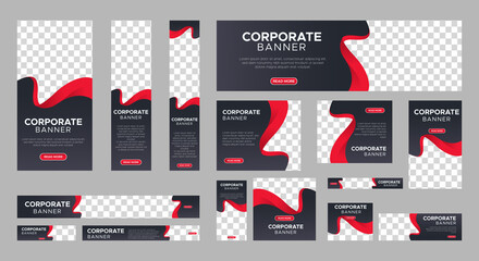 Abstract banner design web template Set, Horizontal header web banner. Modern gradient black cover header background for website design, Social Media Cover ads banner, flyer, invitation card