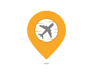 Poster - Flight airplane inside the pin location logo