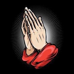 praying hand vector logo illustration