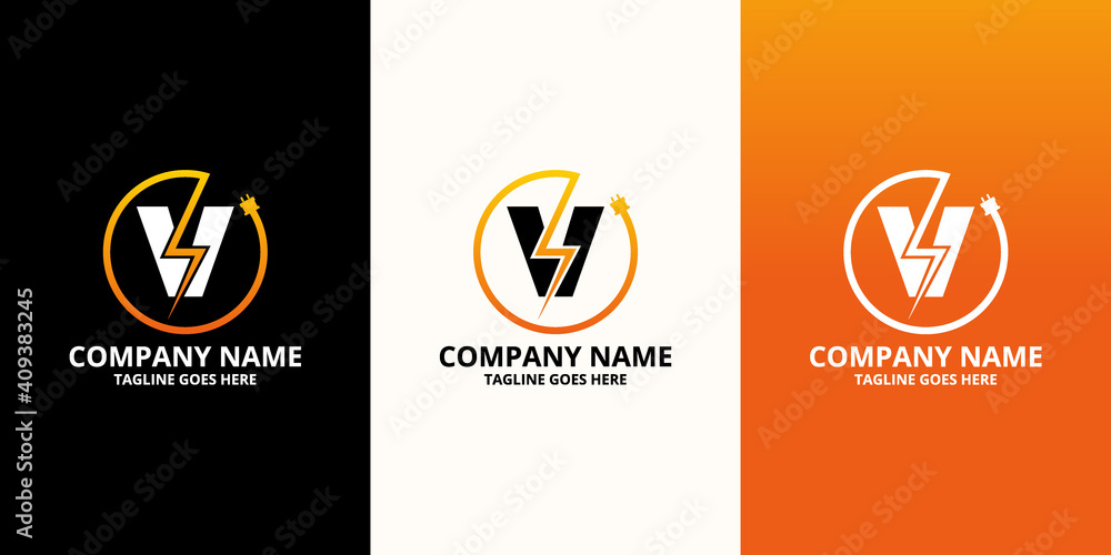 Flash initial letter V Logo Icon Template. Illustration vector graphic ...