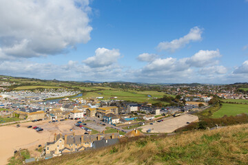 Poster - West Bay town view Dorset UK