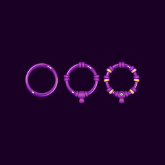Wall Mural - set of game ui rounded purple jelly frame with grade for gui asset elements vector illustration