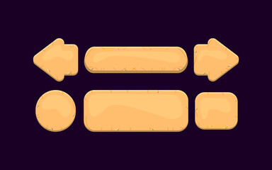 Wall Mural - set of game ui wooden button kit for gui asset elements vector illustration