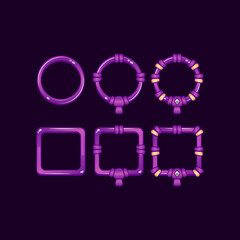 Wall Mural - set of game ui purple jelly frame with grade for gui asset elements