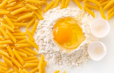 Sticker - broken egg in flour and pasta