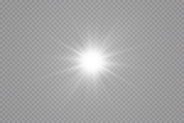 Glow effect. Star sparkles on a transparent background. Vector illustration. the sun