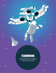 astronauts teamwork working together,business people teamwork ,vector illustration cartoon character