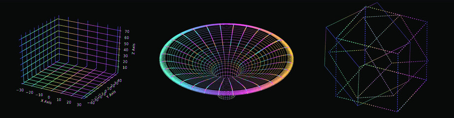 Wall Mural - A set of graphs and elements created by generative art algorithms.