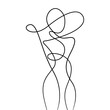 © Наталья Дьячкова - Abstract Figure Continuous Line Drawing. One Line Abstract Portrait. Minimalist Contour Drawing. Vector EPS 10.