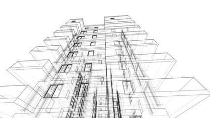 Wall Mural - 3d rendering of modern architecture