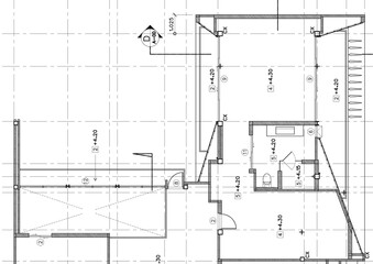 Fototapete - Write a blueprint architecture for building.