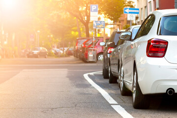 Parked car in the city. Traffic concept.