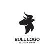 head bull logo design vector template silhouette illustration