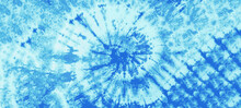 Abstract Colorful Blue Turquoise Aquamarine Art Design Batik Spiral Swirl Shibori Technology Tie Dye Pattern Textile Texture Background Banner