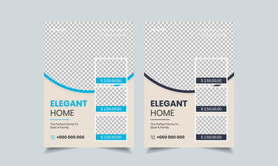 Wall Mural - real estate flyer design template, creative home for sale flyer, color a4 print ready flyer