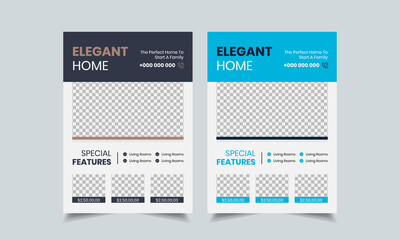 Wall Mural - real estate flyer design template, creative home for sale flyer, color a4 print ready flyer
