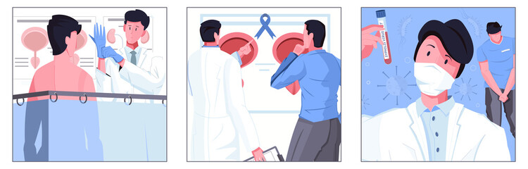 Wall Mural - Man Sexual Health Square Illustrations