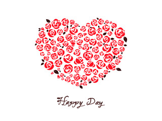  バラのハート型のフレーム・赤