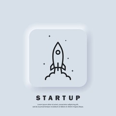 Wall Mural - startup rocket. start up icon. rocket launch and smoke. startup project concept. vector. ui icon. ne