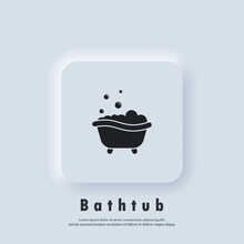 Bathtub Icon. Bathtub Symbol. Vector. Neumorphic UI UX White User Interface Web Button. Neumorphism