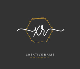 XR Initial letter handwriting and signature logo. A concept handwriting initial logo with template element.