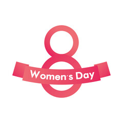 Poster - womens day 8 march ribbon text design white background